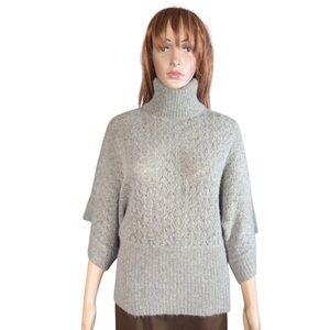 Deane & White Wool Angora Knit Kimono Sleeve Turtleneck Grey Sweater Size M